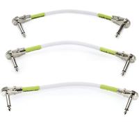 Ernie Ball 6 inch Flat Angle / Flat Angle Patch Cable 3-Pack - White