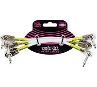 Ernie Ball 6 inch Flat Angle / Flat Angle Patch Cable 3-Pack - White