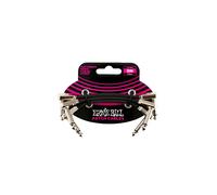 Ernie Ball Angled Flat Ribbon Stereo Patch Cable 3-Pack - Black (7.62cm / 3")