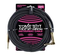 Ernie Ball Braided Guitar / Instrument Cable (Black, 10 ft, Straight/Right Angl…