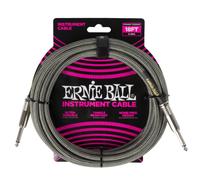 Ernie Ball Braided Instrument Cable Straight/Straight 18ft - Silver Fo