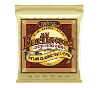 Ernie Ball Earthwood Folk Nylon, Clear and Gold Ball End, 80/20 Bronze Acoustic Guitar Strings - 28-42 Gauge