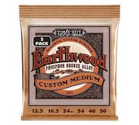 Ernie Ball Earthwood Custom Medium Phosphor Bronze Acoustic Guitar Strings 3-Pack - 12.5-56 Gauge