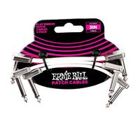 Ernie Ball Flat Ribbon Low Profile Patch Cable for Pedals 3 Pack (White, 3 in)