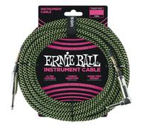 Ernie Ball Green Fabric Instrument Cable - choice of 10, 18 or 25 ft long