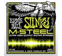 Ernie Ball M-Steel Slinky Electric Guitar Strings with a Choice of 5 Gauges