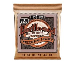Ernie Ball P03546 Earthwood Phosphor Bronze Med/Light 12-54 (3 Set)