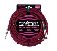 Ernie Ball P06062 25ft Straight-Angle Braided Instrument Cable Red