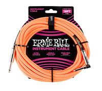 Ernie Ball Braided Instrument Cable, 18ft, Green-Black, Straight-Angled
