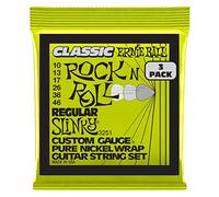 Ernie Ball Regular Slinky Classic Rock n Roll Pure Nickel Electric Guitar Strings 3 Pack - 10-46 Gauge