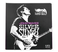 Ernie Ball John Mayer Silver Slinky Nickel Wound Electric Guitar Strings 6 Pack 10.5-47 Gauge