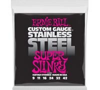 Ernie Ball Super Slinky Stainless Steel Wound Electric Guitar Strings - 9-42 Ga