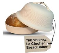 ERNITERTY Sassafras Superstone Stoneware La Cloche Bread Baker, Unglazed, Bakes an Artisan Bread with Crusty Crust and a Light Crumb