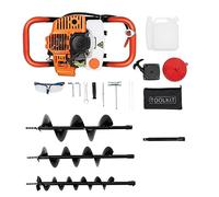 ERnonde 2-Stroke Petrol Earth Auger with a 52cc Gasoline Engine with bits of 4", 6" & 8" Fence Post Hole Digger for Garden Digging Holes on Ice or Other Surfaces, 1.98hp, 8500rpm
