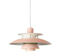 ERNP E27 Nordic Danish Designer Art Chandelier,Easy Fit Multilayer Single Head Chandelier,Modern Restaurant Bar Café During Light,Bedroom Bedside,Simple Button Aluminum Chandelier-Pink. 50cm