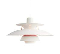 ERNP E27 Nordic Danish Designer Art Chandelier,Easy Fit Multilayer Single Head Chandelier,Modern Restaurant Bar Café During Light,Bedroom Bedside,Simple Button Aluminum Chandelier-White and Pink 40cm