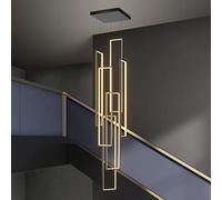 ERNP Modern Led Stair Long Villa Stair Chandelier Minimalist Creative Rectangular Villa Duplex Villa Stair Chandelier Nordic Luxury Loft Living Room Lamps Dimming with Remote pendnat Light Fixtur
