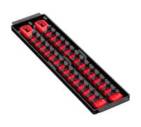 Ernst Manufacturing Twist-Lock Socket Boss, Premium 2-Rail 3/8-Inch-Drive Socket Organizer, 13-Inch, Red (8493)