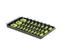 Ernst Manufacturing 8-Inch Socket Boss, 3-Rail Socket Tray, HI-VIZ - 1/4", 3/8" & 1/2" Drive