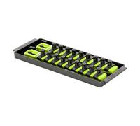 Ernst Manufacturing 8-Inch Socket Boss, 2-Rail Socket Tray, HI-VIZ 3/8" Drive Twist-Lock Organizer, Made in The USA