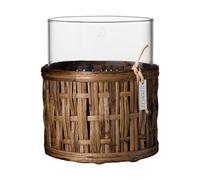 ERNST Ernst vase/tealight holder in basket Dark brown, Ø10x12 cm