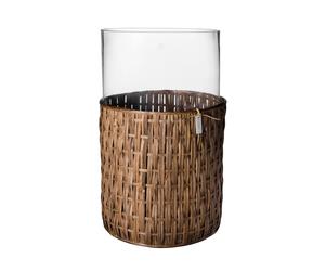 ERNST Ernst vase/tealight holder in basket Dark brown, Ø18x30 cm