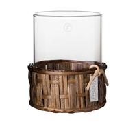 ERNST Ernst vase/tealight holder in basket Dark brown, Ø7x8.5 cm