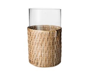 ERNST Ernst vase/tealight holder in basket Nature, Ø18x30 cm