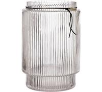 ERNST - Glass Vase / Candle Holder With Fluted Structure H28 cm - Clear