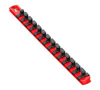 Ernst Manufacturing 13-Inch Magnetic Socket Organizer with 14 3/8-Inch Twist Lock Clips, Red (8415M-Red-3/8)