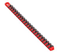 Ernst Manufacturing 18-Inch Socket Organizer with 15 1/4-Inch Twist Lock Clips, Red
