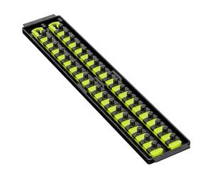 Ernst Manufacturing 19-Inch Socket Boss Premium 2-Rail, 3/8-Inch-Drive Socket Organizer, High-Visibility (8462HV)