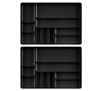 Ernst Manufacturing 2 Pack of 10 Compartment Trays For Toolbox Drawer Organization, Stackable, Sturdy, Fuel and Solvent Resistant, Thick Plastic - Black - Made in the USA