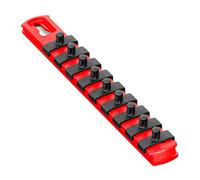 Ernst Manufacturing 8-Inch Magnetic Socket Organizer with 9 1/4-Inch Twist Lock Clips, Red (8410M-Red-1/4)