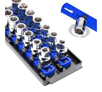 Ernst Manufacturing 8-Inch Socket Boss, 2-Rail Socket Tray, Blue - 1/2" Drive Twist-Lock Organizer, Made in The USA