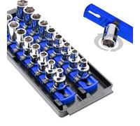 Ernst Manufacturing 8-Inch Socket Boss, 2-Rail Socket Tray, Blue - 3/8" Drive Twist-Lock Organizer, Made in The USA