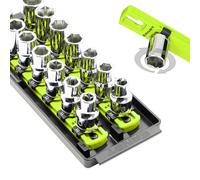 Ernst Manufacturing 8-Inch Socket Boss, 2-Rail Socket Tray, HI-VIZ - 1/2" Drive Twist Lock Organizer - Made in The USA