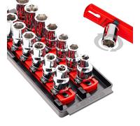 Ernst Manufacturing 8-Inch Socket Boss, 2-Rail Socket Tray, Red - 1/2" Drive Twist-Lock Organizer, Made in The USA