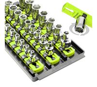 Ernst Manufacturing 8-Inch Socket Boss, 3-Rail Socket Tray, HI-VIZ - 1/4", 3/8" & 1/2" Drive