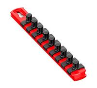 Ernst Manufacturing 8-Inch Socket Organizer with 9 3/8-Inch Twist Lock Clips, Red