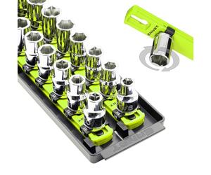 Ernst Manufacturing 8463HV Socket Boss 2-Rail, 1/2-Inch-Drive Socket Organizer, 19-Inch, High-Visibility