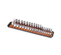 Ernst Manufacturing 8486 Socket Boss, Premium 2-Rail, 3/8 Inch-Drive Socket Organizer, 18-Inch, Orange