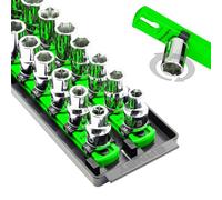 Ernst Manufacturing 8487 Socket Boss, Premium 2-Rail, 1/2 Inch-Drive Socket Organizer, 18-Inch, Green