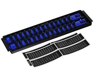 Ernst Manufacturing - 8496 Socket Boss 2-Rail 3/8-Inch-Drive Socket Organizer, 13-Inch, Blue