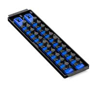 Ernst Manufacturing Twist-Lock Socket Boss Premium 2-Rail 1/2-Inch-Drive Socket Organizer, 13-Inch, Blue (8497)