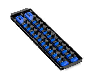 Ernst Manufacturing Twist-Lock Socket Boss Premium 2-Rail 1/2-Inch-Drive Socket Organizer, 13-Inch, Blue (8497)
