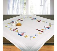 Ernst Schäfer Embroidery Kit Ahoi Cross Stitch Tablecloths Set Pre-Drawn for Embroidery, Embroidery Set Maritime for DIY Embroidery