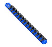Ernst Socket Rail for 14 Tools, 3/8 inch Socket Storage with Twist-Lock Clips, Blue