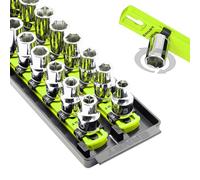 Ernst Twist-Lock Socket Boss, Premium 2-Rail 1/2-Inch-Drive Socket Organizer, 13-Inch, High-Visibility (8469HV)