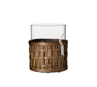 ERNST Ernst vase/tealight holder in basket Dark brown, Ø10x12 cm